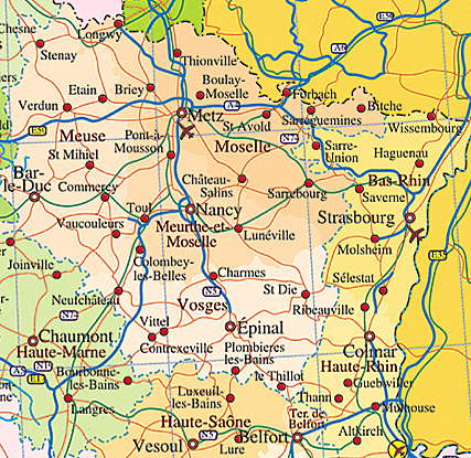 map of Alsace and Lorraine